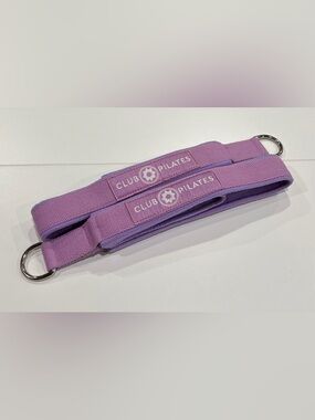 Club Pilates Reformer Straps Long and Short Loops Lavender Purple GUC White Logo